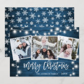 Moderne frohe Weihnachten Rustikale 3 FOTO Gruß (Vorne/Hinten)