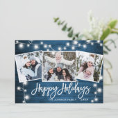 Moderne frohe Weihnachten Rustikale 3 FOTO Gruß (Stehend Vorderseite)