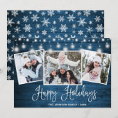 Moderne frohe Weihnachten Rustikale 3 FOTO Gruß (Vorne/Hinten)