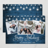 Moderne frohe Weihnachten Rustikale 3 FOTO Gruß (Vorne/Hinten)