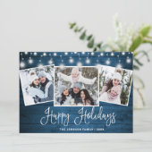 Moderne frohe Weihnachten Rustikale 3 FOTO Gruß (Stehend Vorderseite)