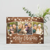 Moderne frohe Weihnachten Rustikale 3 FOTO Gruß (Stehend Vorderseite)