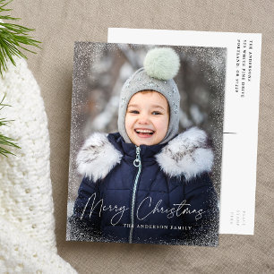 Moderne Frohe Weihnachten Schrift Schneeflocken Fo