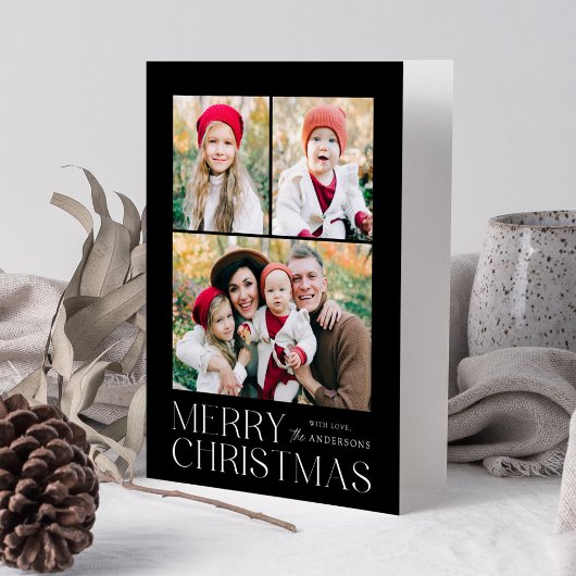 Moderne frohe Weihnachten Schwarz 7 Foto Collage