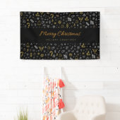 Moderne frohe Weihnachten Schwarz-Gold-Icons Banner (Insitu)