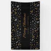 Moderne frohe Weihnachten Schwarz-Gold-Icons Banner (Vertikal)