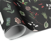 Moderne frohe Weihnachten Schwarz Rot Berry Botani Geschenkpapier (Rolleneckpunkt)