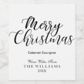 Moderne frohe Weihnachten Schwarz und Weiß Urlaub Weinetikett (Einzelnes Label)