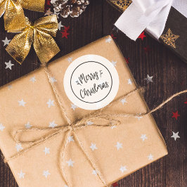 Moderne frohe Weihnachten | Schwarz-Weiß-Aufkleber Runder Aufkleber