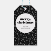 Moderne frohe Weihnachten Schwarz-Weiß-Schneeflock Geschenkanhänger (Rückseite)