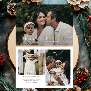 Moderne frohe Weihnachten Trendy Foto Familie Folien Feiertagskarte