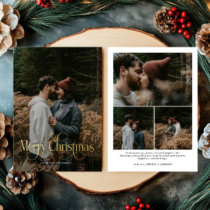 Moderne frohe Weihnachten Trendy Foto Familie Folien Feiertagskarte