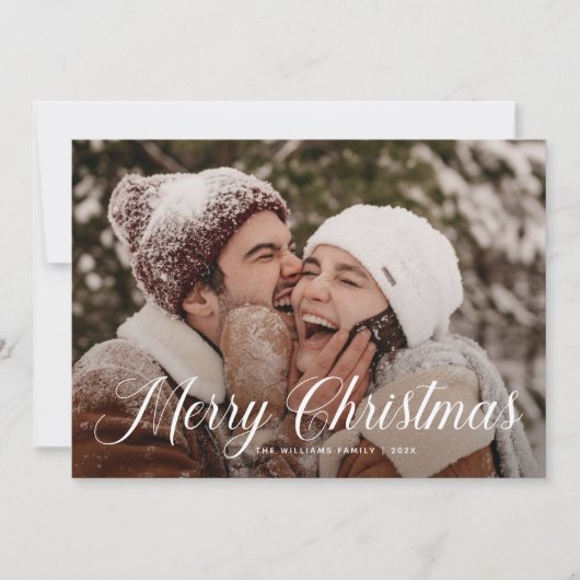 Moderne frohe Weihnachten Trendy One Foto Familie (Vorderseite)