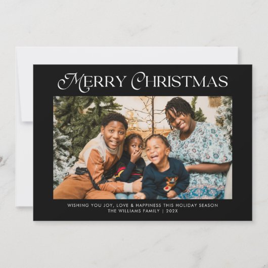 Moderne frohe Weihnachten Trendy One Foto Familie (Vorderseite)