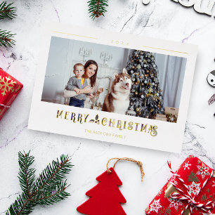 Moderne Frohe Weihnachten Typografie Benutzerdefin Folien Feiertagskarte