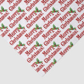 Moderne frohe Weihnachten und Holly Text Muster Seidenpapier (Ausschnitt)