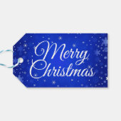 Moderne frohe Weihnachten Weiße Schneeflocken Gesc Geschenkanhänger (Rückseite Horizontal)