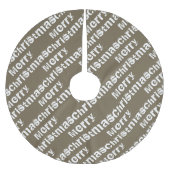 Moderne frohe Weihnachten Weißer Grauer Urlaub Polyester Weihnachtsbaumdecke (Vorderseite)