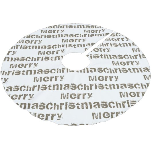 Moderne frohe Weihnachten Weißer Urlaub Polyester Weihnachtsbaumdecke (Schrägansicht)
