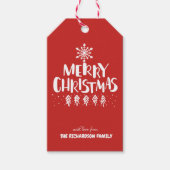 Moderne frohe Weihnachten White Script Holly Jolly Geschenkanhänger (Vorderseite)