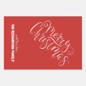 Moderne frohe Weihnachten White Script Holly Jolly Geschenkpapier Set (Vorderseite 3)