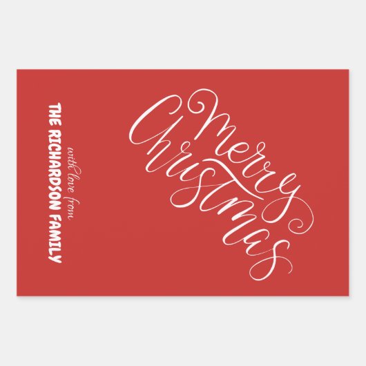 Moderne frohe Weihnachten White Script Holly Jolly Geschenkpapier Set (Vorderseite 3)