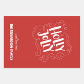 Moderne frohe Weihnachten White Script Holly Jolly Geschenkpapier Set (Vorderseite 2)