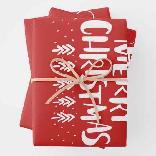 Moderne frohe Weihnachten White Script Holly Jolly Geschenkpapier Set (Beispiel)