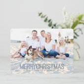 Moderne frohe Weihnachten Zwei-Foto-Karte (Stehend Vorderseite)