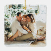 Moderne frohe Weihnachten | Zwei Fotos Keramik Orn Keramikornament (Rückseite)