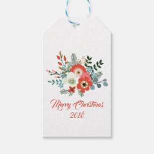 Moderne frohe Weihnachts-Blume Foliage Holiday Geschenkanhänger