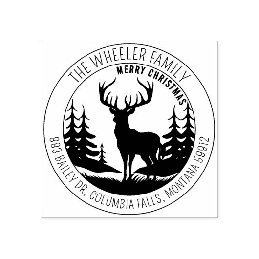 Moderne frohe Weihnachts-Elche-Rücksendeadresse Gummistempel (Prägung)