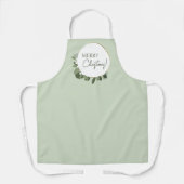 Moderne frohe Weihnachts-Eukalyptus-Kranz grün Schürze (Vorderseite)