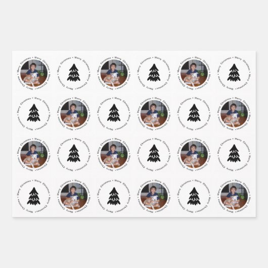 Moderne frohe Weihnachts-Foto Baummuster Geschenkpapier Set (Vorderseite 2)