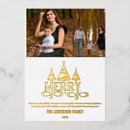 Moderne frohe Weihnachts-Foto Gold Foil Card Folien Feiertagskarte