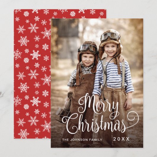 Moderne frohe Weihnachts-FOTO Gruß Feiertagskarte (Vorne/Hinten)