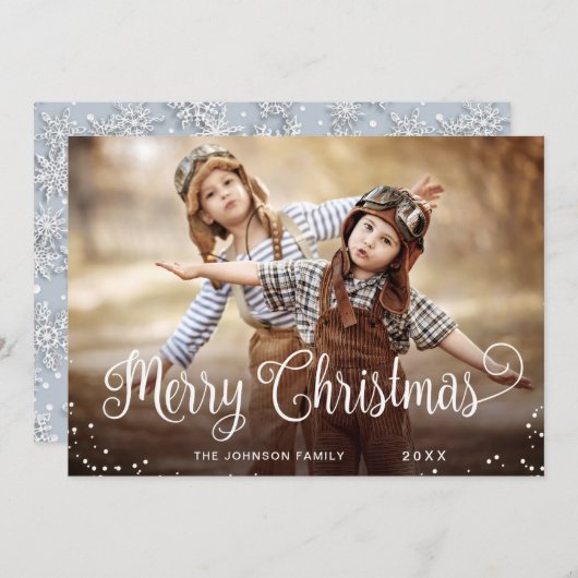 Moderne frohe Weihnachts-FOTO Gruß Feiertagskarte (Vorne/Hinten)