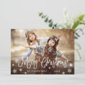 Moderne frohe Weihnachts-FOTO Gruß Feiertagskarte (Stehend Vorderseite)