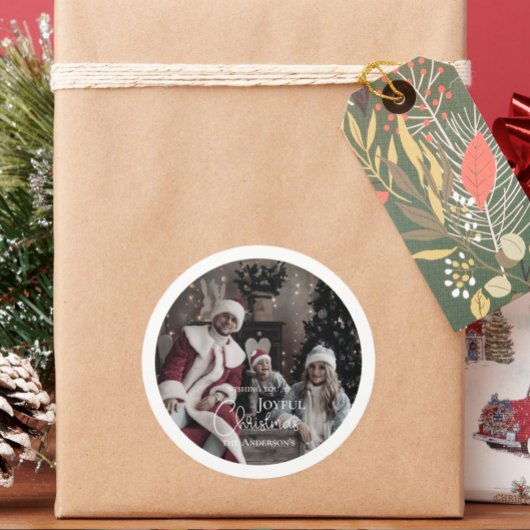 Moderne frohe Weihnachts-Foto-Ornament Runder Aufkleber