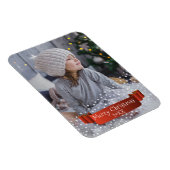 Moderne frohe Weihnachts-Foto / rote Band-Sterne Magnet (Rechte Seite)