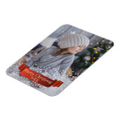 Moderne frohe Weihnachts-Foto / rote Band-Sterne Magnet (Linke Seite)