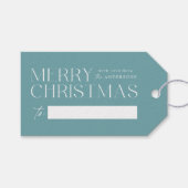 Moderne frohe Weihnachts Frost Blue Geschenkanhänger (Vorderseite (Horizontal))