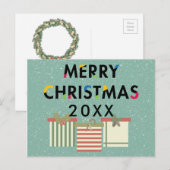 Moderne frohe Weihnachts-Geschenkboxen Postkarte (Vorne/Hinten)