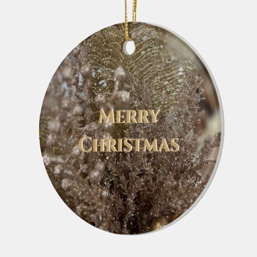 Moderne frohe Weihnachts-Gold-Keramik Ornament (Links)