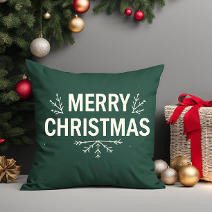 Moderne, frohe Weihnachts-Grün-Skriptfamilie Kissen