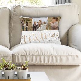 Moderne frohe Weihnachts-Imitate Gold & Foto Dekokissen
