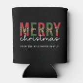 Moderne frohe Weihnachts-Leopard Print Typografie Dosenkühler (Rückseite)