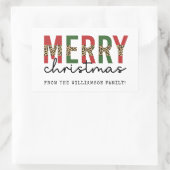 Moderne frohe Weihnachts-Leopard Print Typografie Rechteckiger Aufkleber (Tasche)