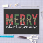 Moderne frohe Weihnachts-Leopard Print Typografie Seidenpapier (Handwerk)