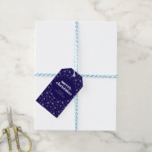 Moderne frohe Weihnachts Navy Blue Snowflake Muste Geschenkanhänger (Mit Garn)